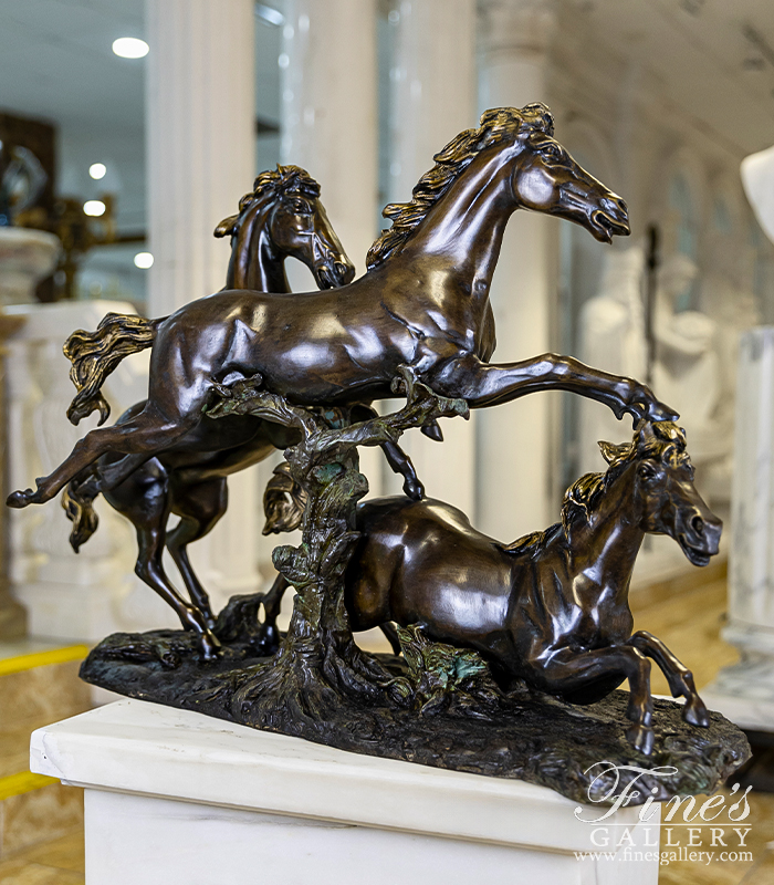 Bronze Statues  - Three Bronze Horses Sculpture - BS-1522